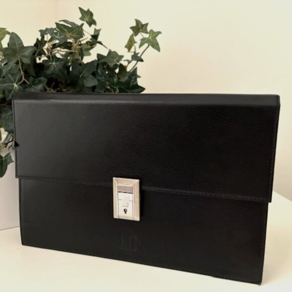 DUNHILL LEATHER WRISTLET/CLUTCH-BLACK🌟-VINTAGE
